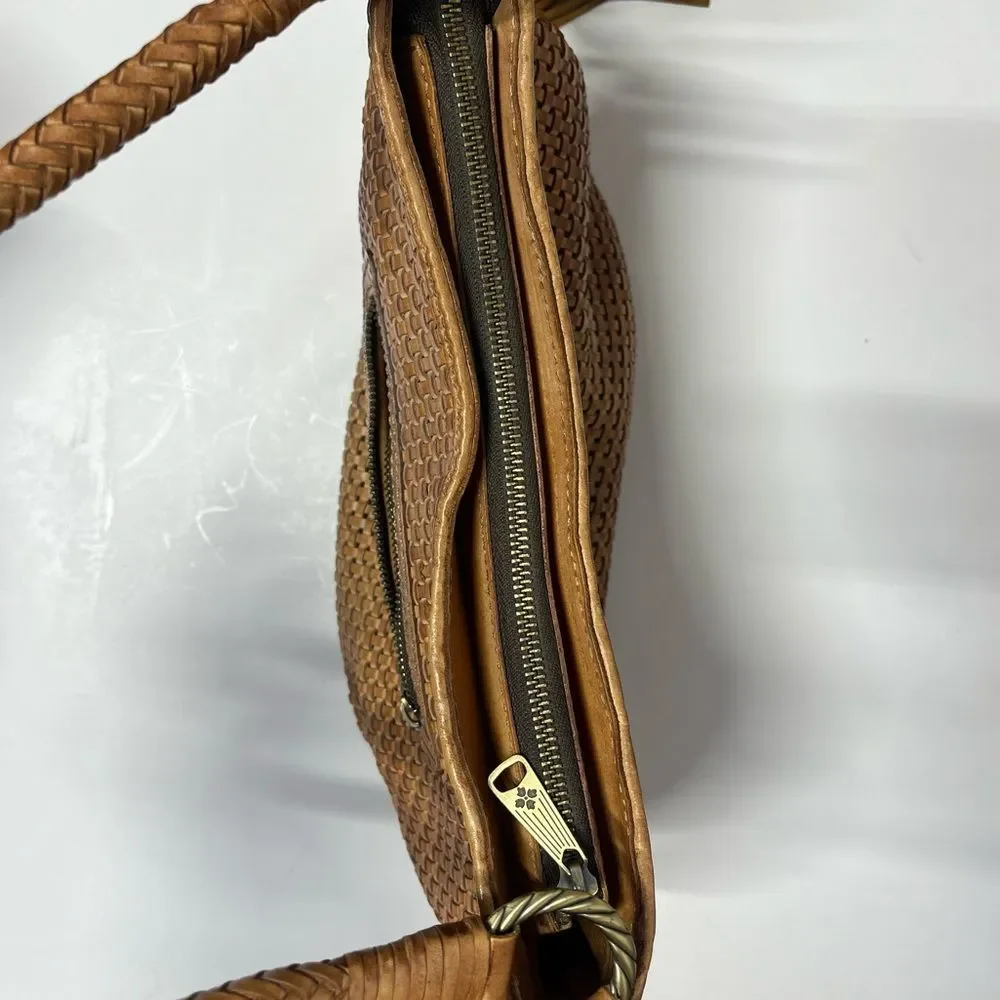 Patricia Nash Woven Leather Castelli Square Hobo in Sand